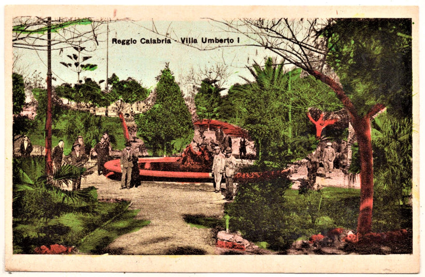 Cartolina antica Reggio Calabria villa Umberto I
