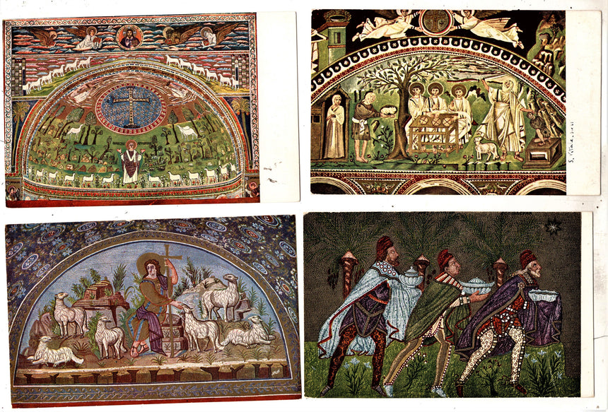 Cartolina antica Ravenna particolare di mosaici
