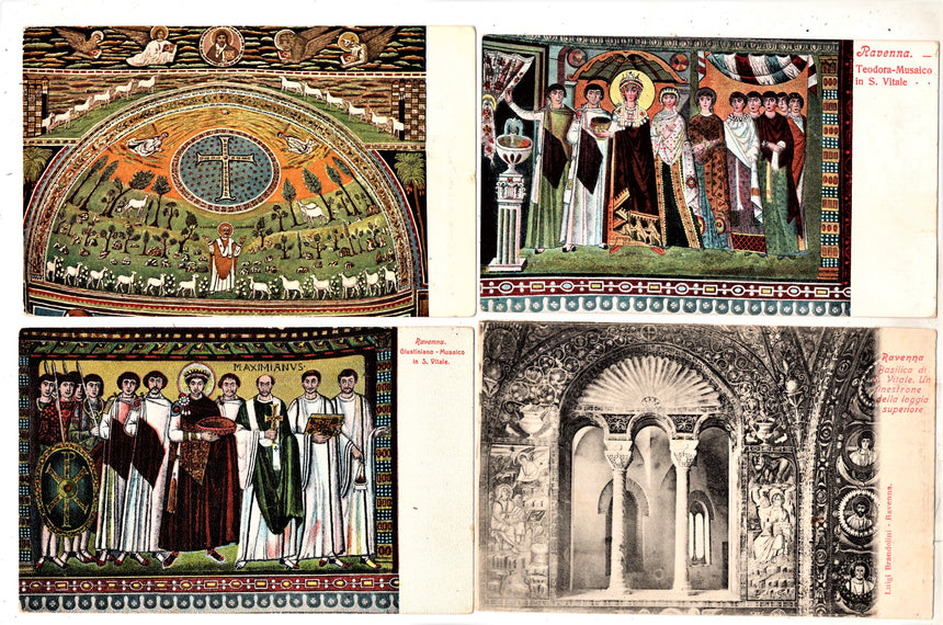 Cartolina antica Ravenna particolare di mosaici