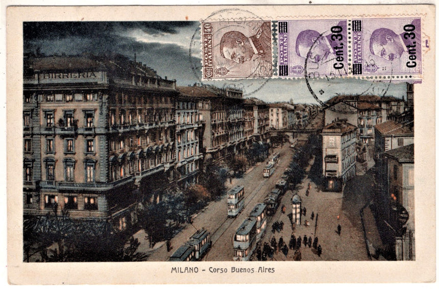 Cartolina antica Milano Corso B.Aires da Busto Arsizio a Germania