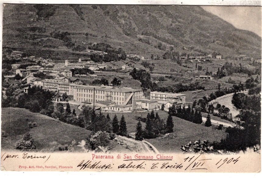Cartolina antica Panorama di San Germano Chisone