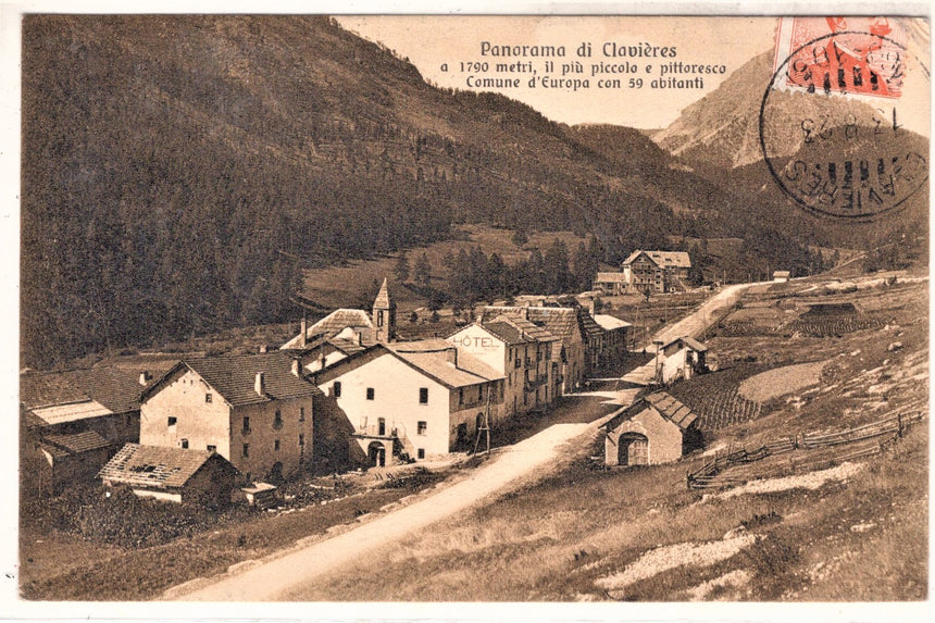 Cartolina antica Clavieres Panorama