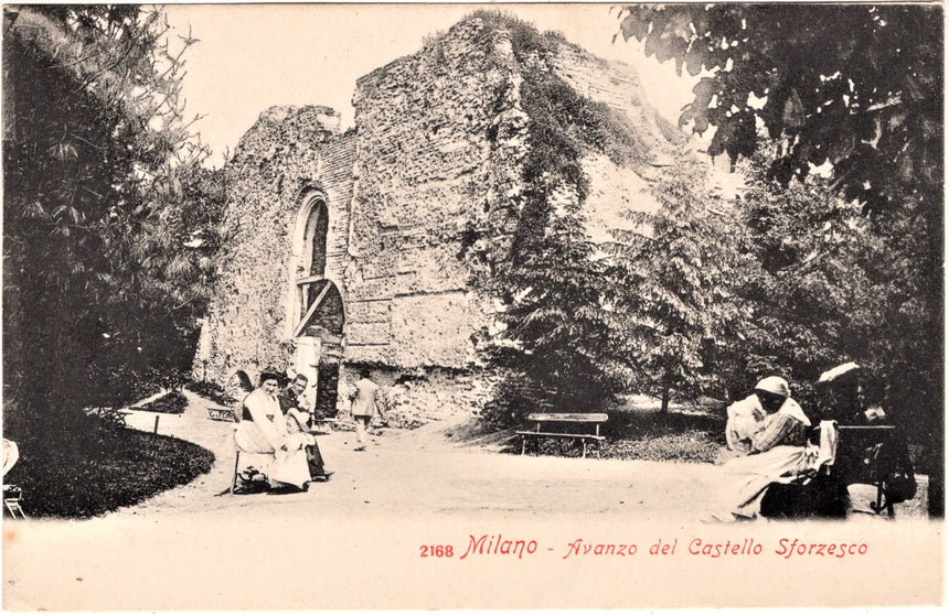 Cartolina antica Milano avanzi del Castello Sforzesco