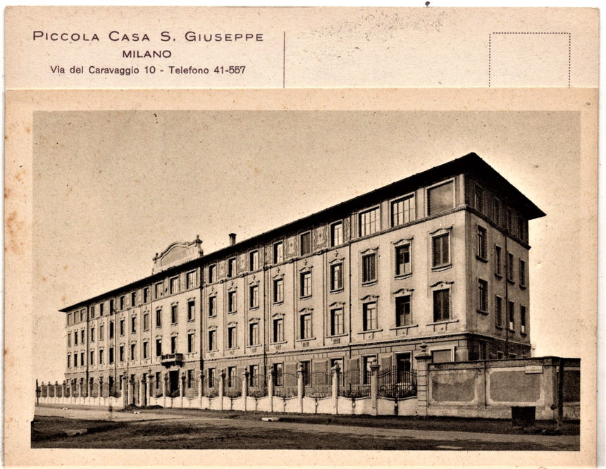 Cartolina antica Milano Piccola casa San Giuseppe via del Caravaggio