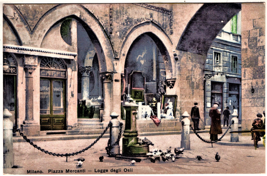 Cartolina antica Milano piazza Mercanti Loggia degli Osii