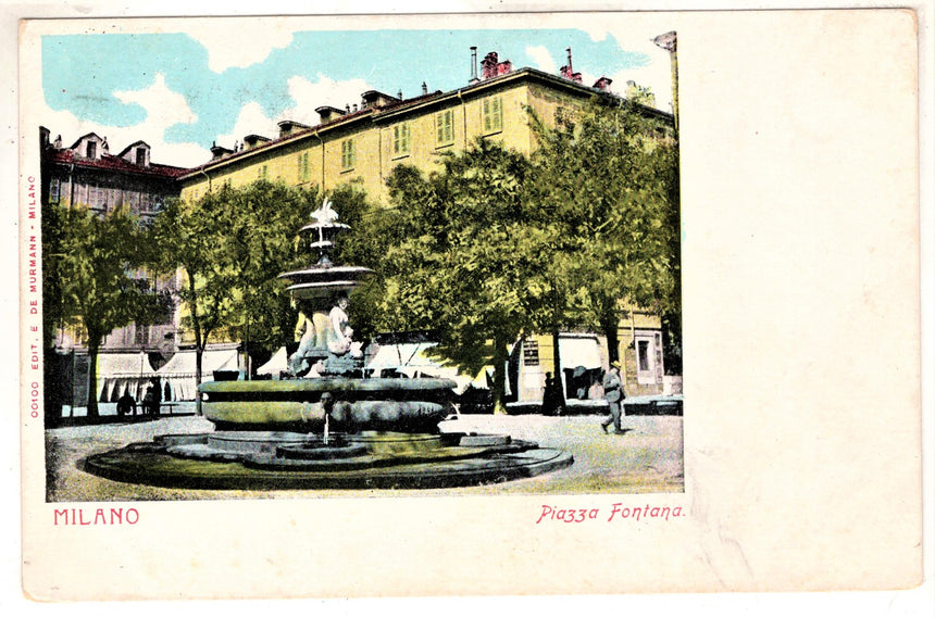 Cartolina antica Milano piazza Fontana
