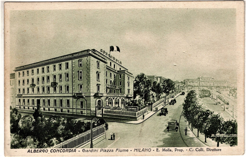 Cartolina antica Milano Alberdo Concordia piazza Fiume