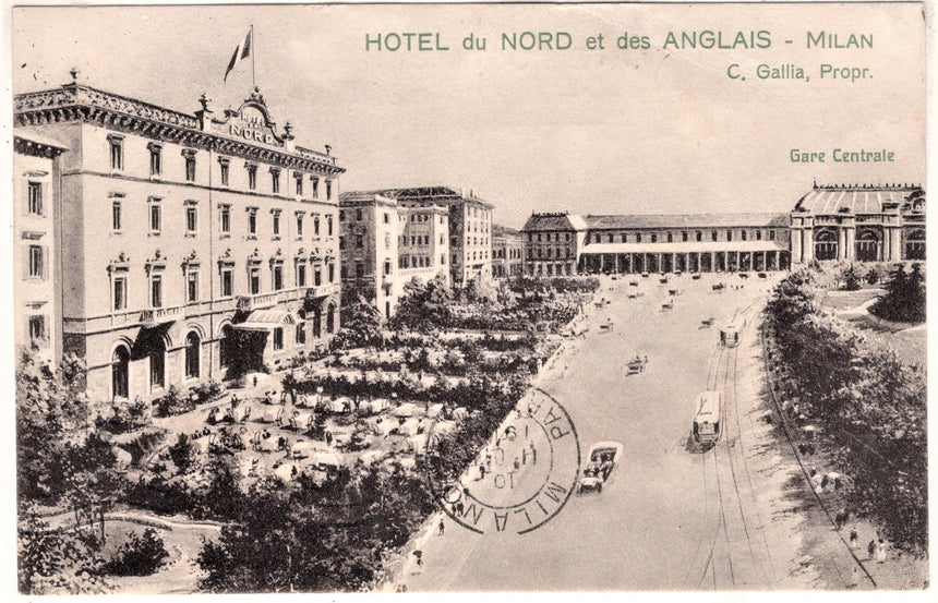 Cartolina antica Milano Hotel Du Nord et des Anglais Milan