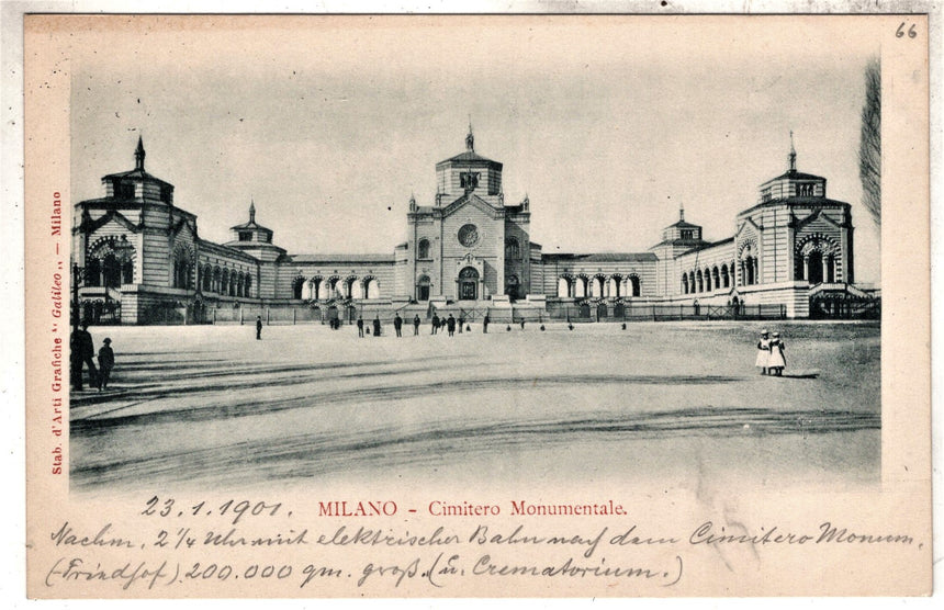 Cartolina antica Milano cimitero Monumentale
