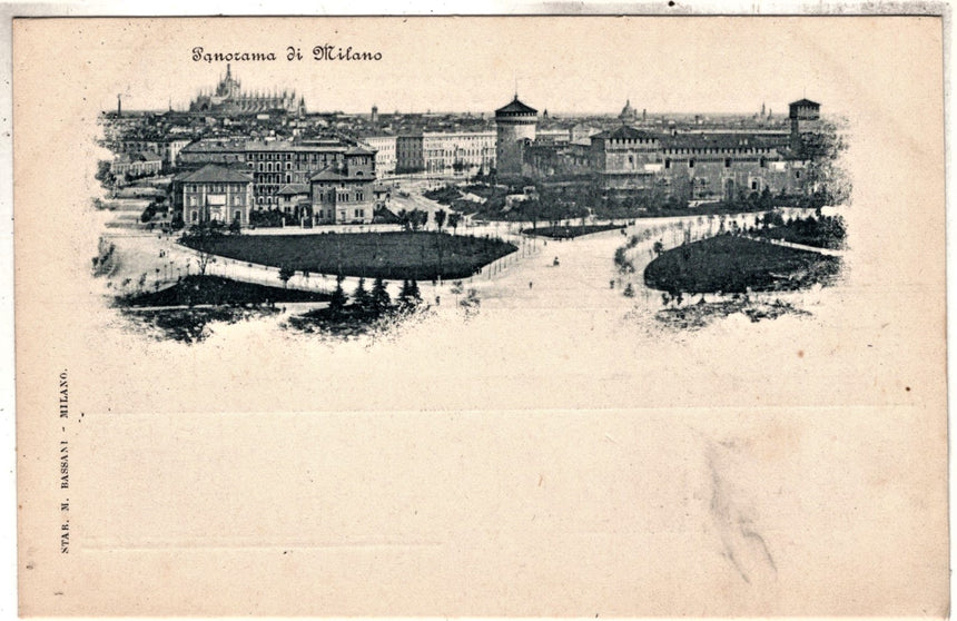 Cartolina antica Milano panorama