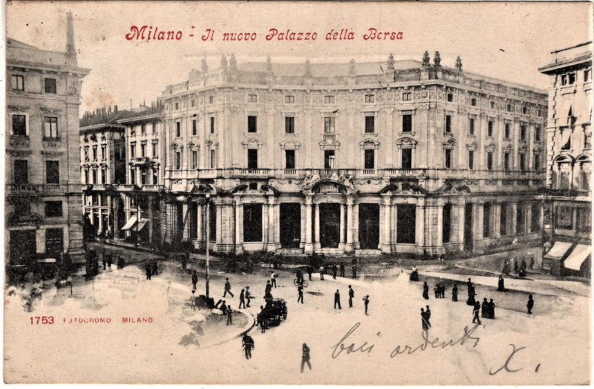 Cartolina antica Milano il nuovo palazzo della Borsa