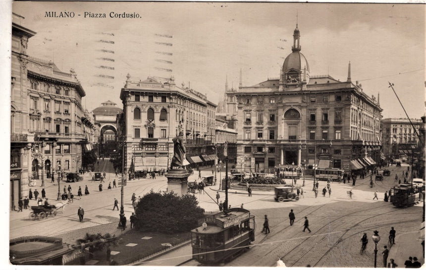 Cartolina antica Milano piazza Cordusio