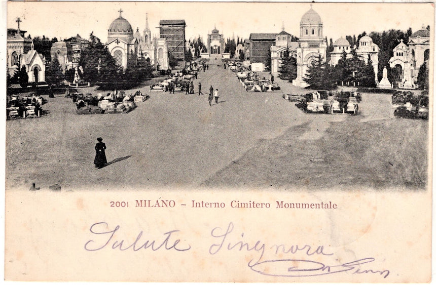 Cartolina antica Milano interno del cimitero Monumentale