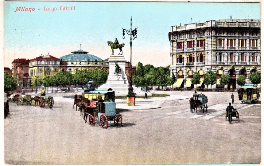 Cartolina antica Milano largo Cairoli