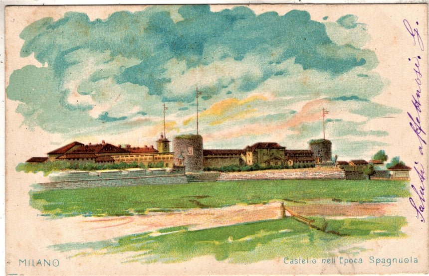 Cartolina antica Milano castello nell epoca spagnola