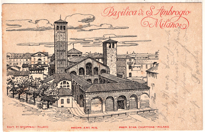 Cartolina antica Milano Basilica di San Ambrogio