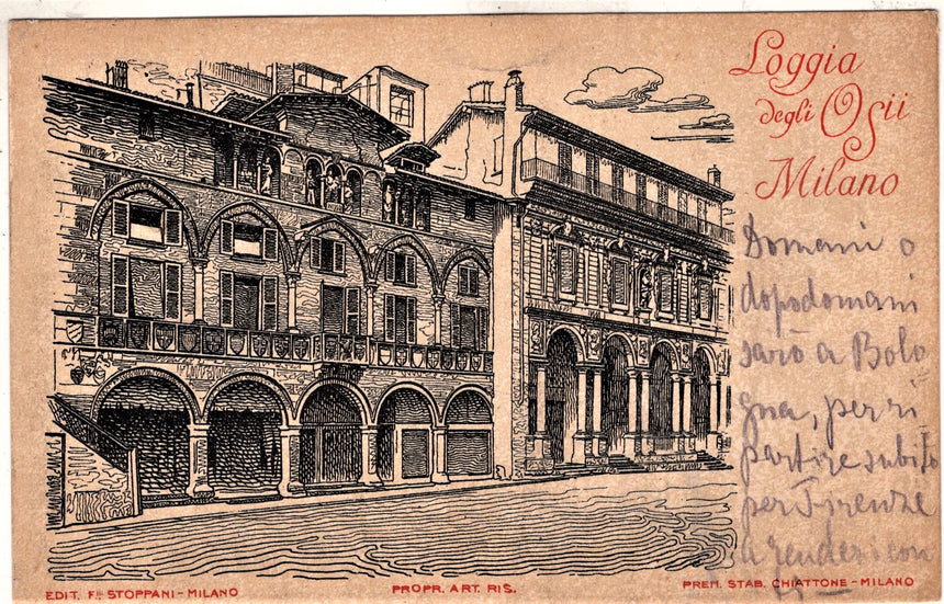 Cartolina antica Milano Loggia degli Osii