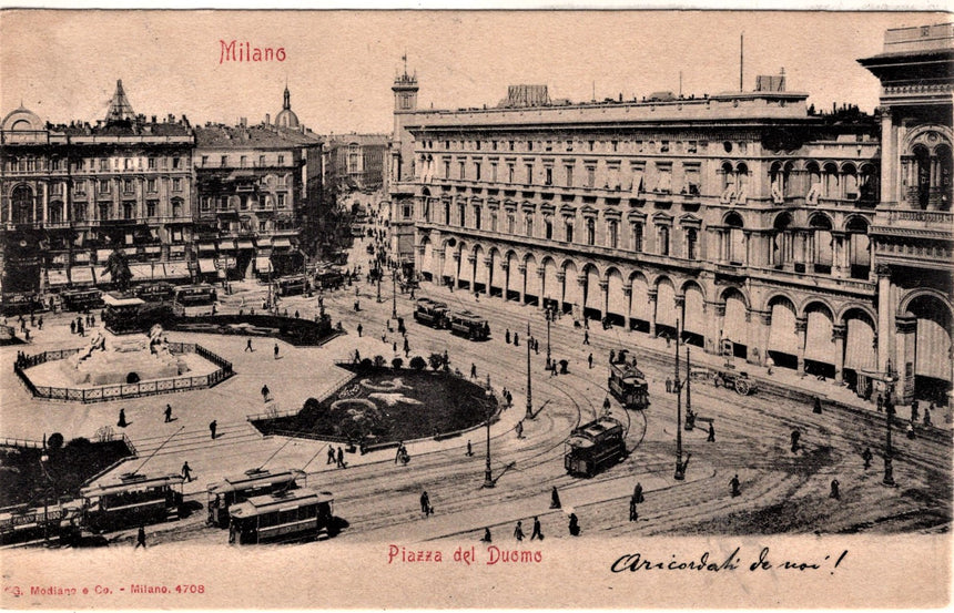 Cartolina antica Milano piazza del Duomo