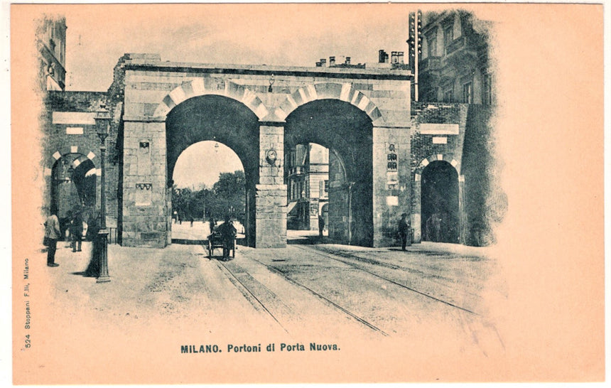 Cartolina antica Milano portoni di porta nuova