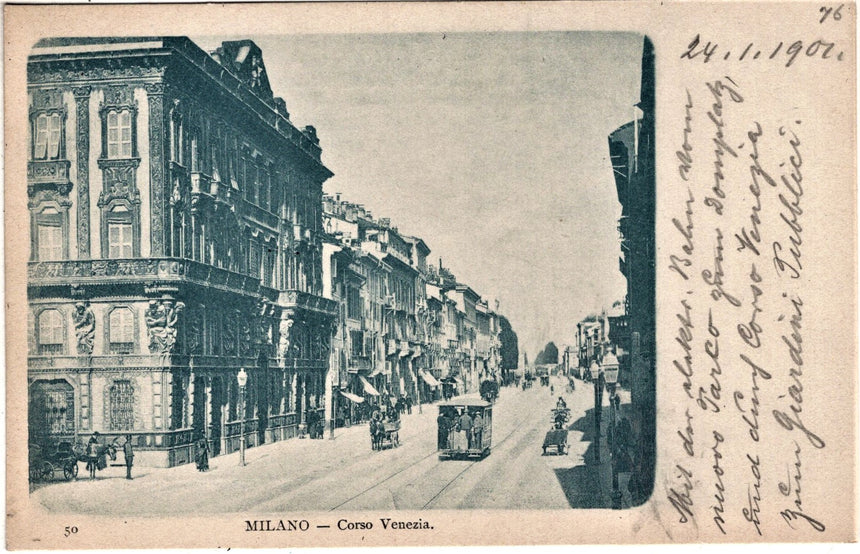 Cartolina antica Milano corso Venezia
