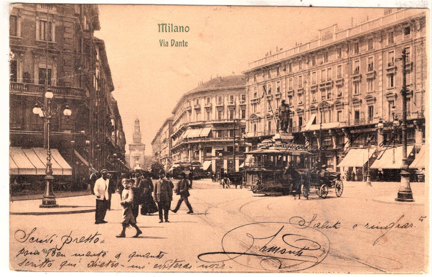 Cartolina antica Milano Via Dante