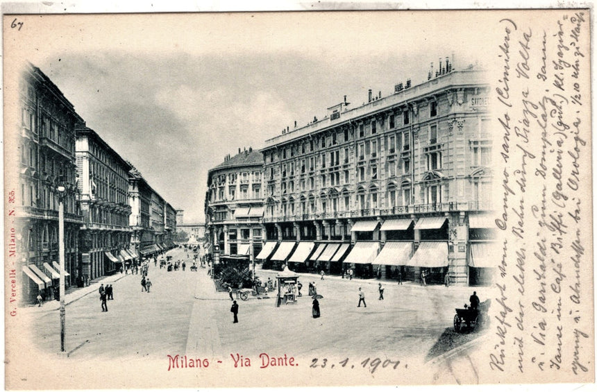 Cartolina antica Milano via Dante