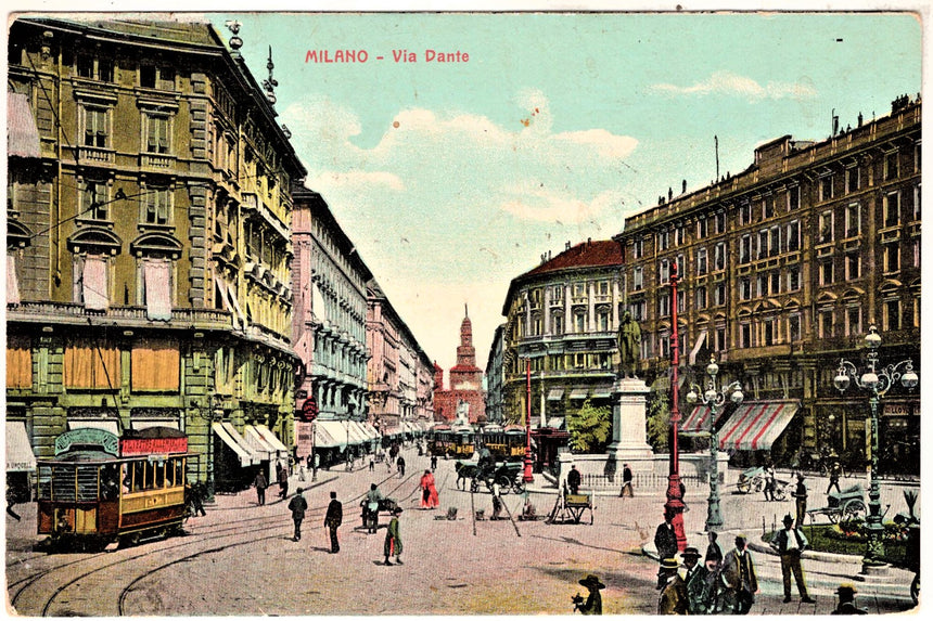 Cartolina antica Milano via Dante