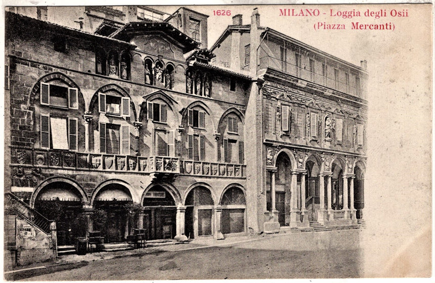 Cartolina antica Milano Loggia degli Osii in piazza Mercanti