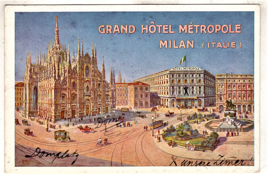 Cartolina antica Milano Grand Hotel Metropole