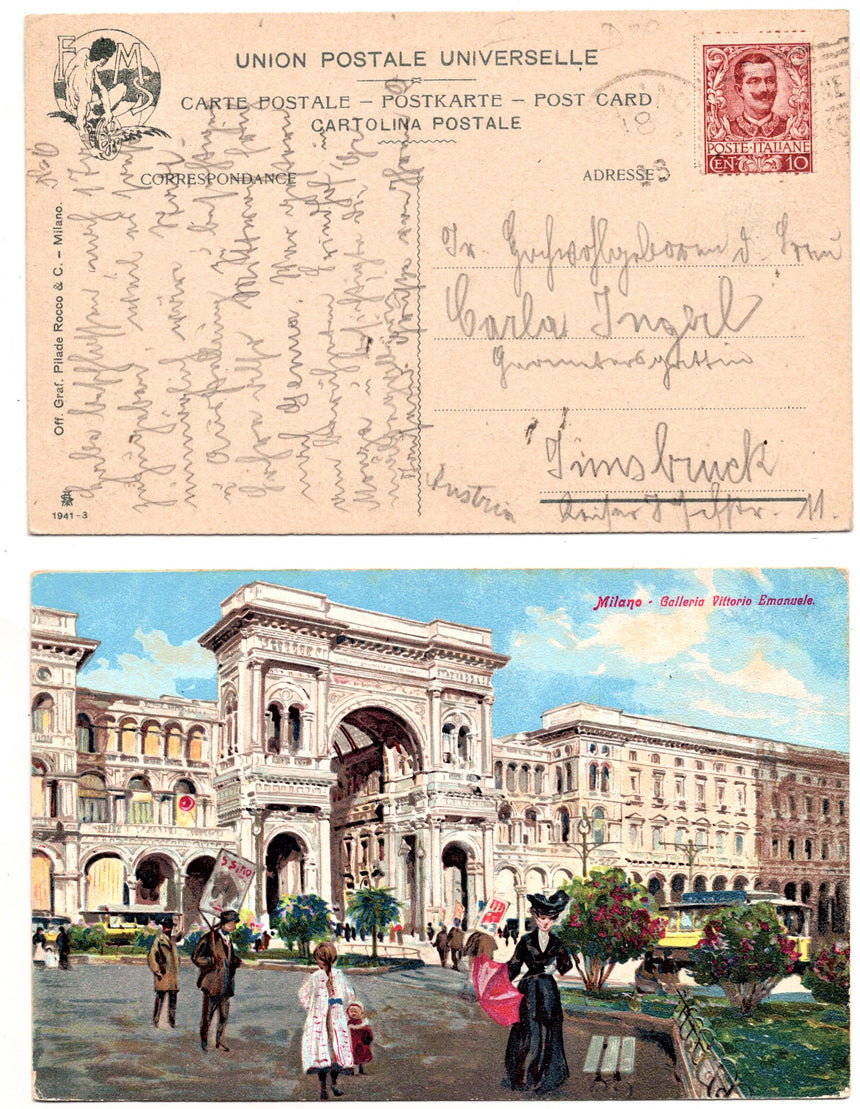 Cartolina antica Milano Galleria Vittorio Emanuele