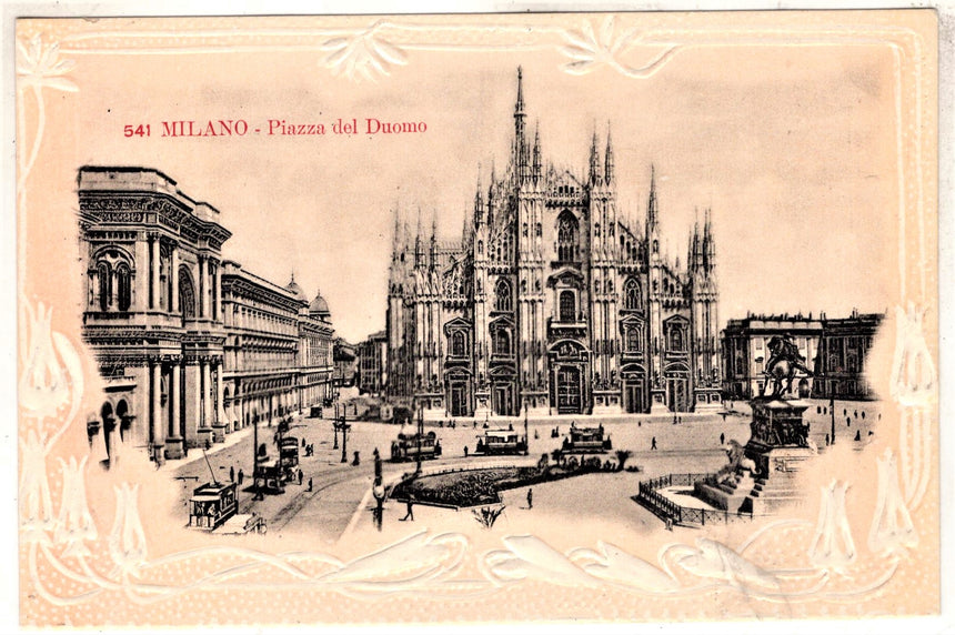 Cartolina antica Milano piazza del Duomo