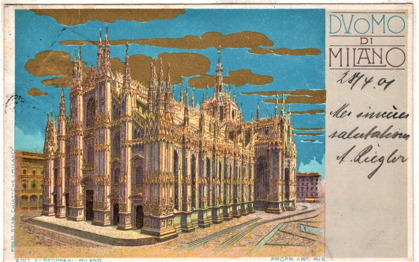 Cartolina antica Milano il Duomo