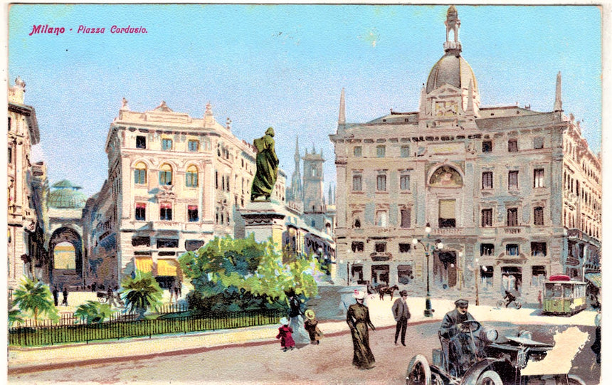 Cartolina antica Milano piazza Cordusio