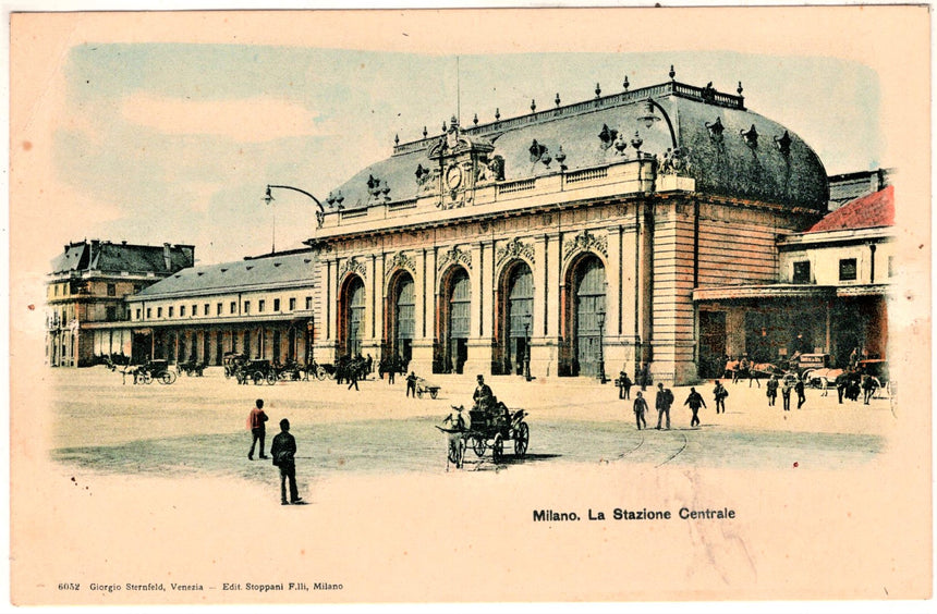 Cartolina antica Milano stazione centrale
