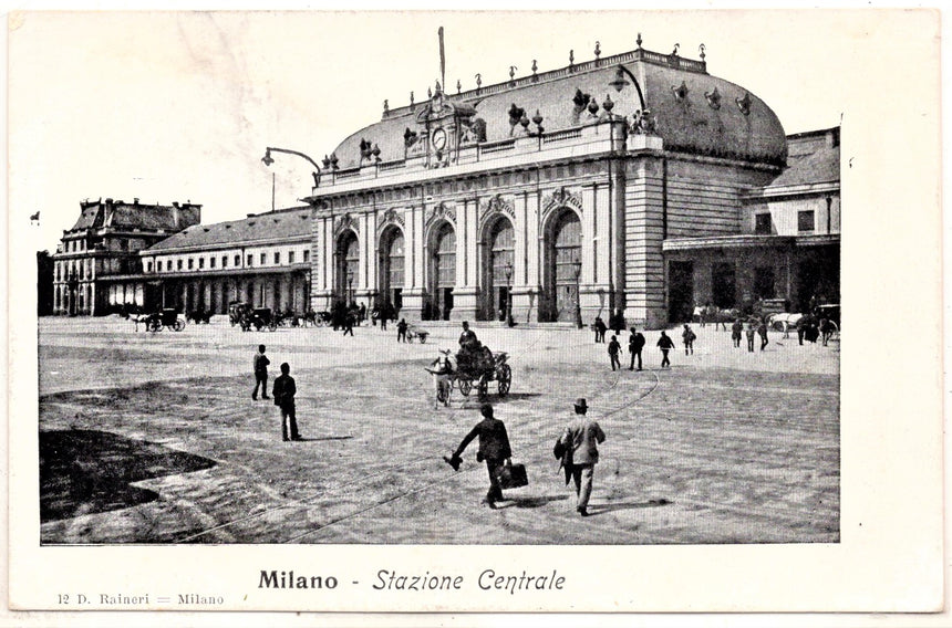 Cartolina antica Milano stazione centrale