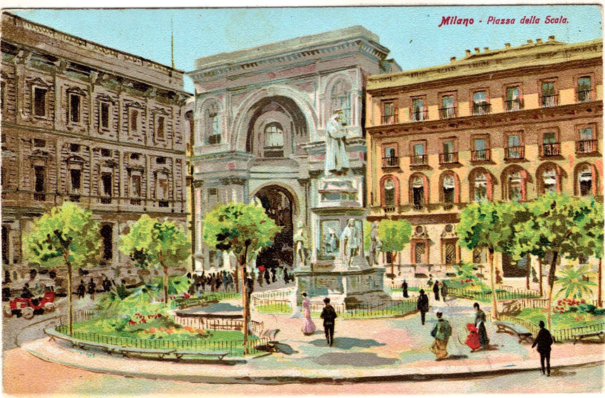 Cartolina antica Milano piazza della Scala