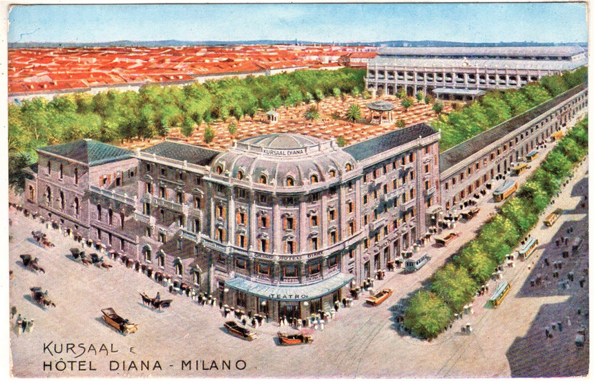 Cartolina antica Milano Kursal Hotel Diana