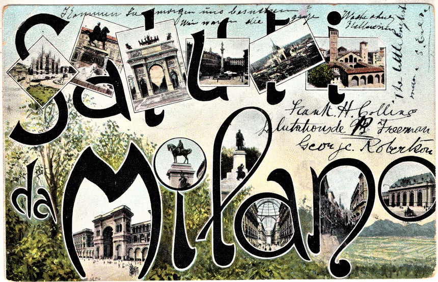 Cartolina antica Milano Saluti da Milano