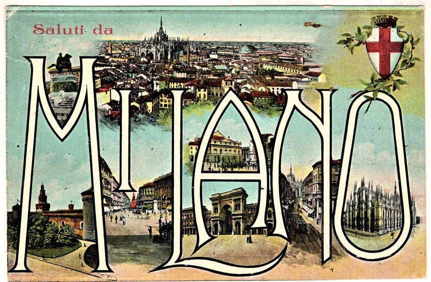 Cartolina antica Milano Saluti da Milano