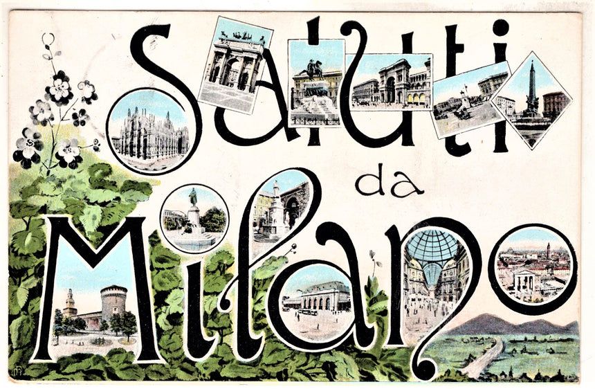 Cartolina antica Milano Saluti da Milano