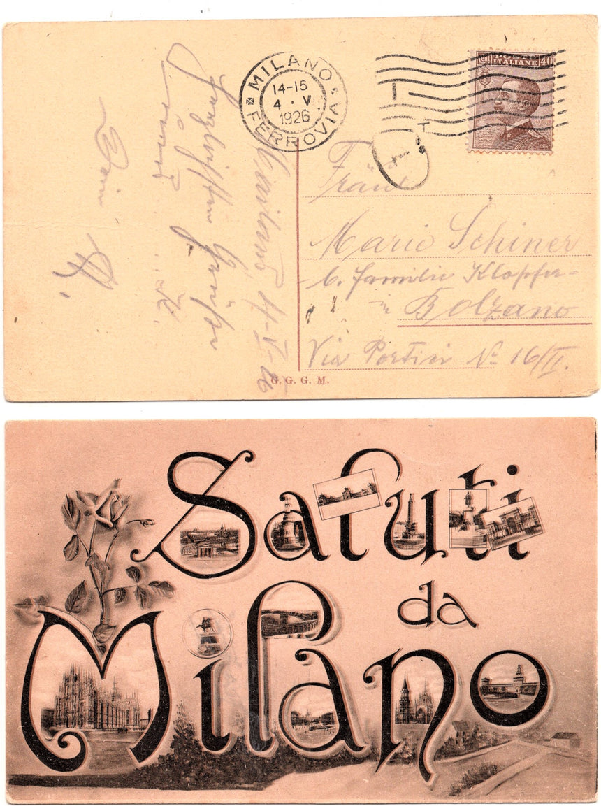 Cartolina antica Milano Saluti da Milano