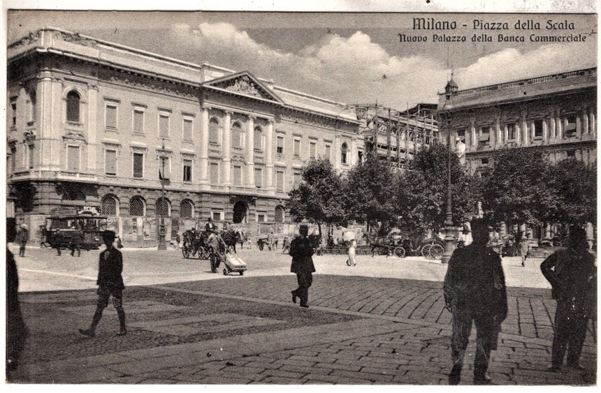 Cartolina antica Milano piazza della Scala