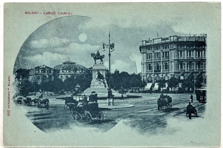 Cartolina antica Milano largo Cairoli