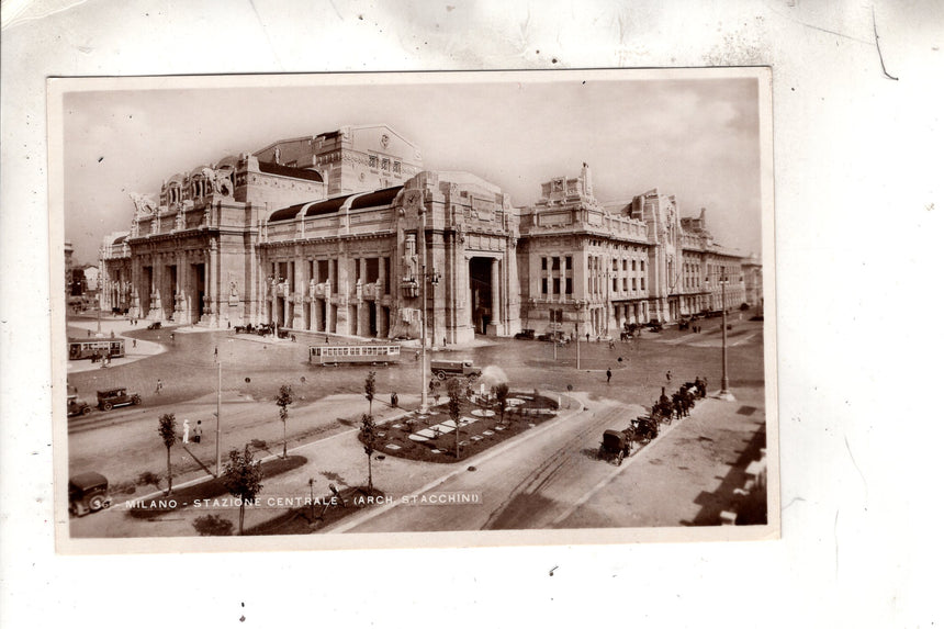 Cartolina antica Milano la stazione centrale