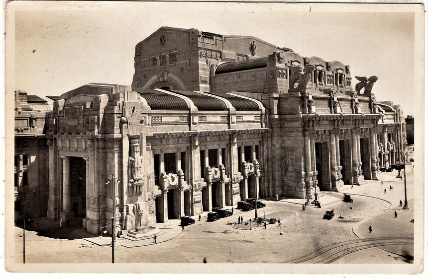 Cartolina antica Milano la stazione centrale