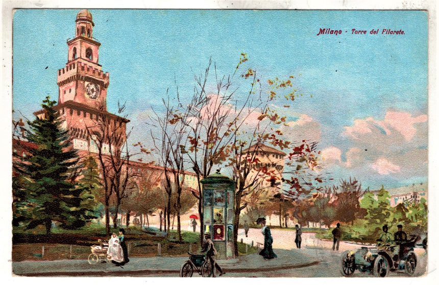 Cartolina antica Milano torre del Pilarete