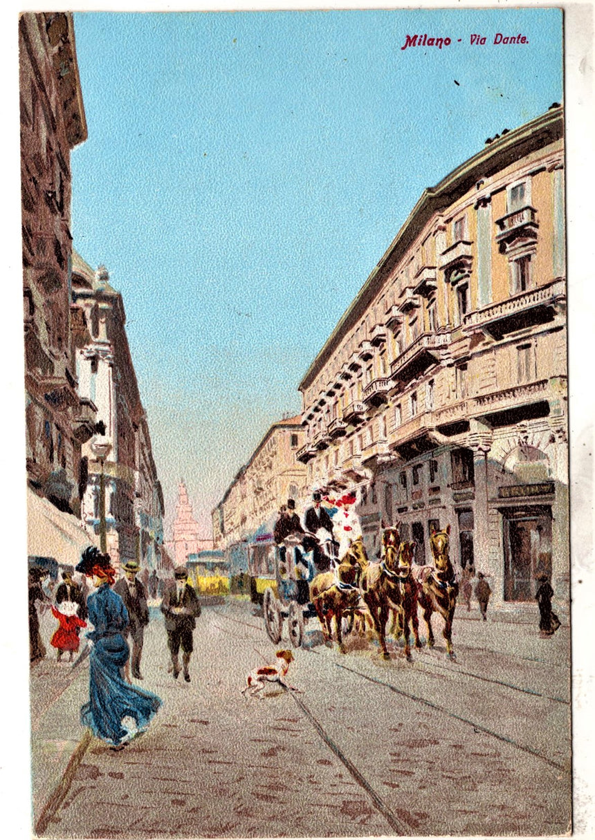 Cartolina antica Milano via Dante