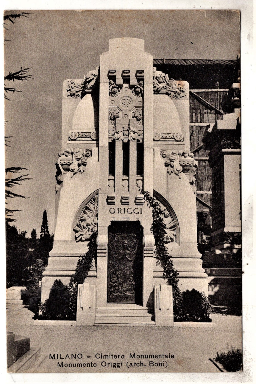 Cartolina antica Milano cimitero monumento Origgi