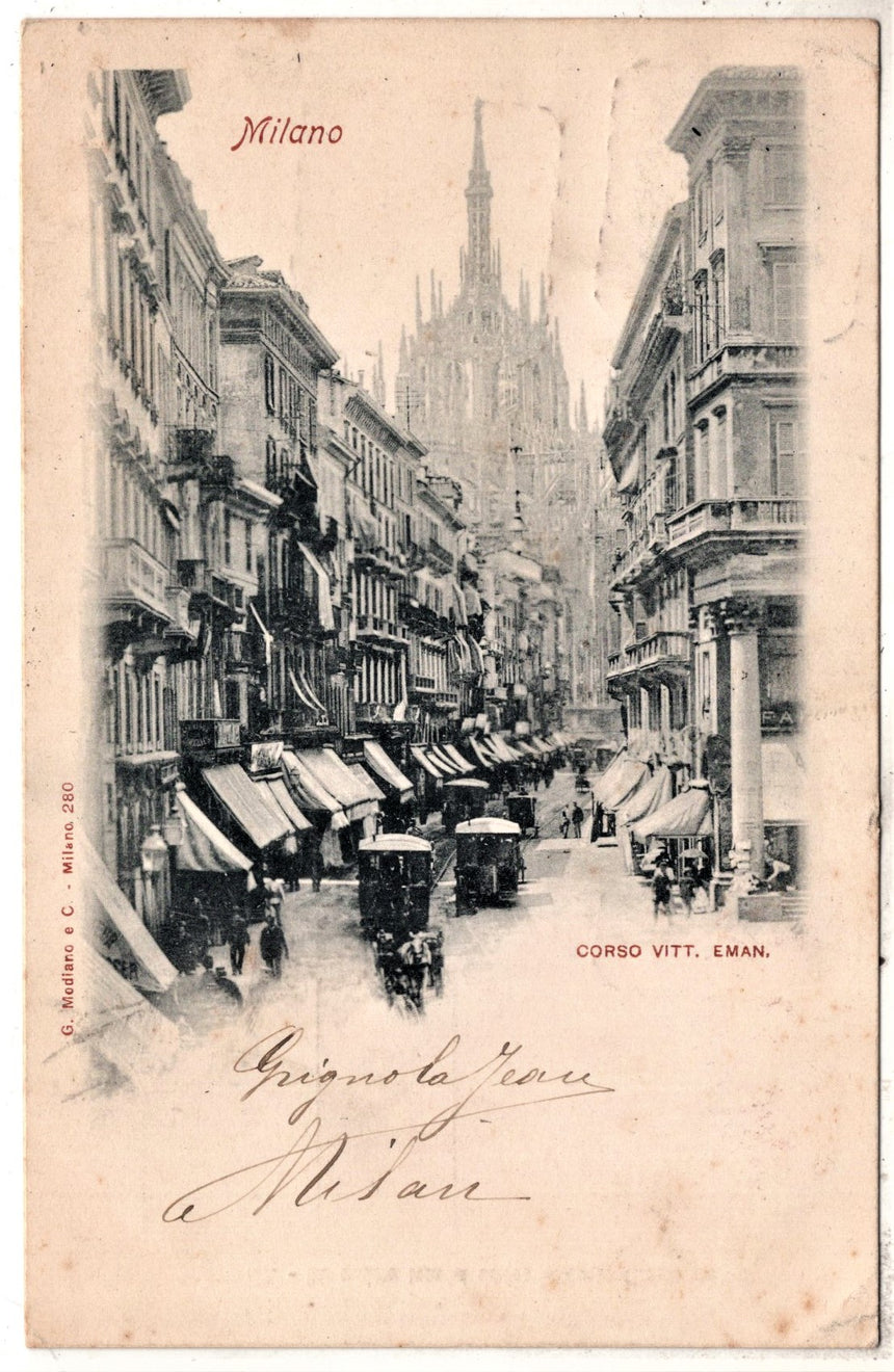 Cartolina antica Milano Corso V.Emanuele