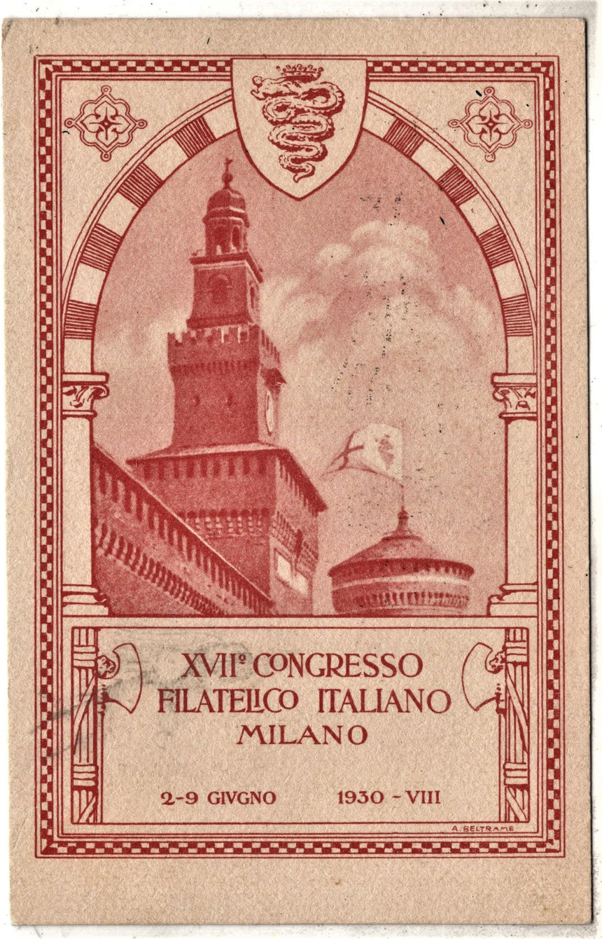 Cartolina antica Milano XVII congresso filatelico